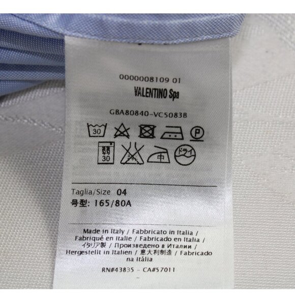 Valentino S.p.A Soft Powder Blue Chambray Long Sleeve Bow Blouse, Size 4 - Picture 9 of 10